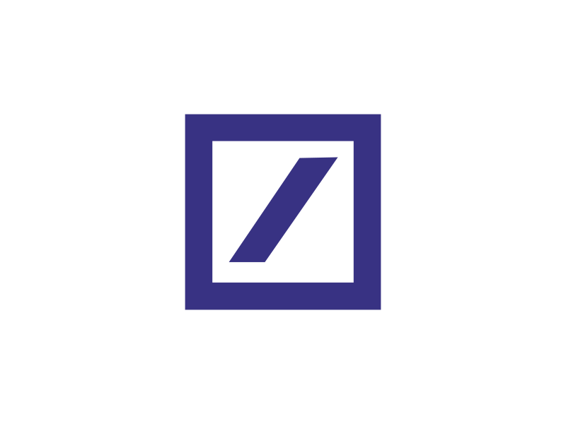 Logo Design Beispiel Deutsche Bank – blaues Quadrat mit Diagonale