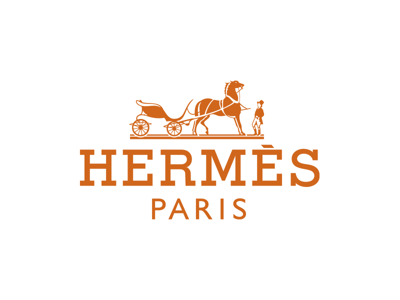 Logo Design Beispiel Hermès Paris – Wort-Bildmarke mit Kutsche und Pferd
