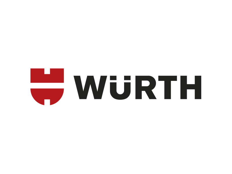 Logogestaltung Würth – Wort-Bildmarke mit rotem Schild